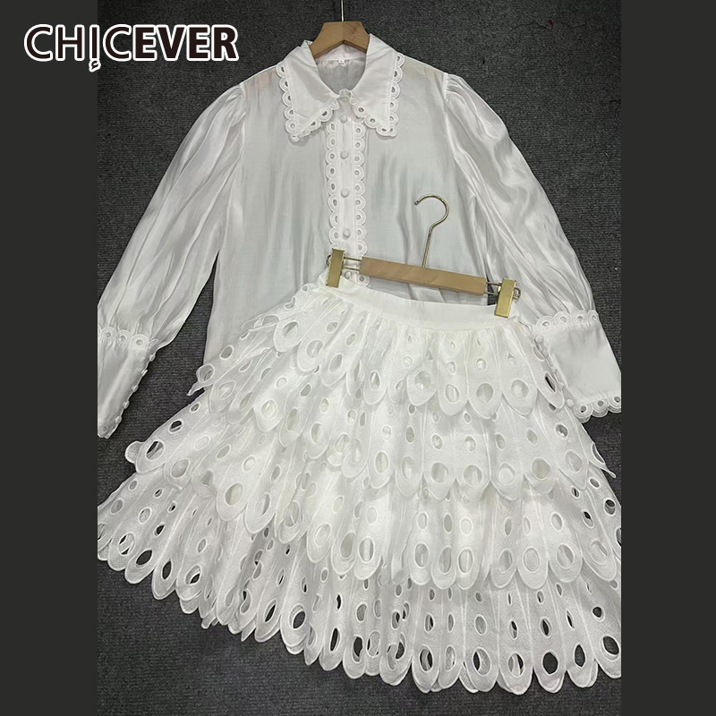 Winter Clothing Line - CHICEVER Solid Hollow Out Skirt Suit