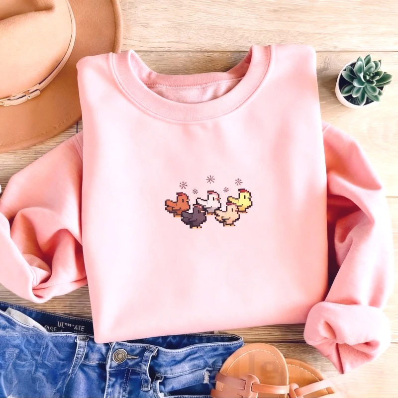 Winter Clothing Stardew Valley - Christmas Chicken Stardew Valley Sweatshirt Pixel