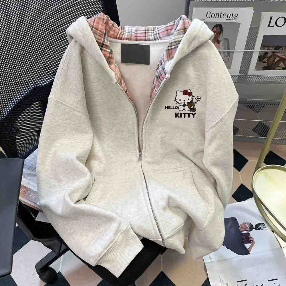 Winter Clothing Items - Hello Kitty Women's Hooded Sweatshirt Kawaii
