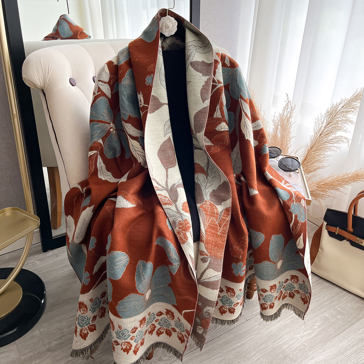 Cashmere Scarf Wrap - Women Thicken Luxury Winter Paisley Two-Sided