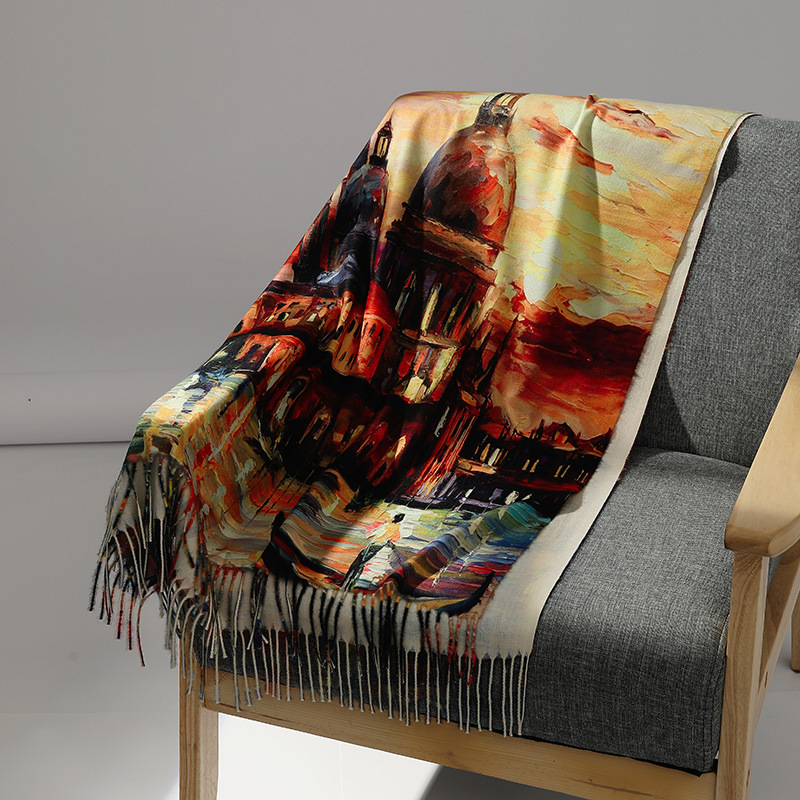 Luxury Brand Oil Painting Cash - Cashmere Scarf Wrap recension och pris